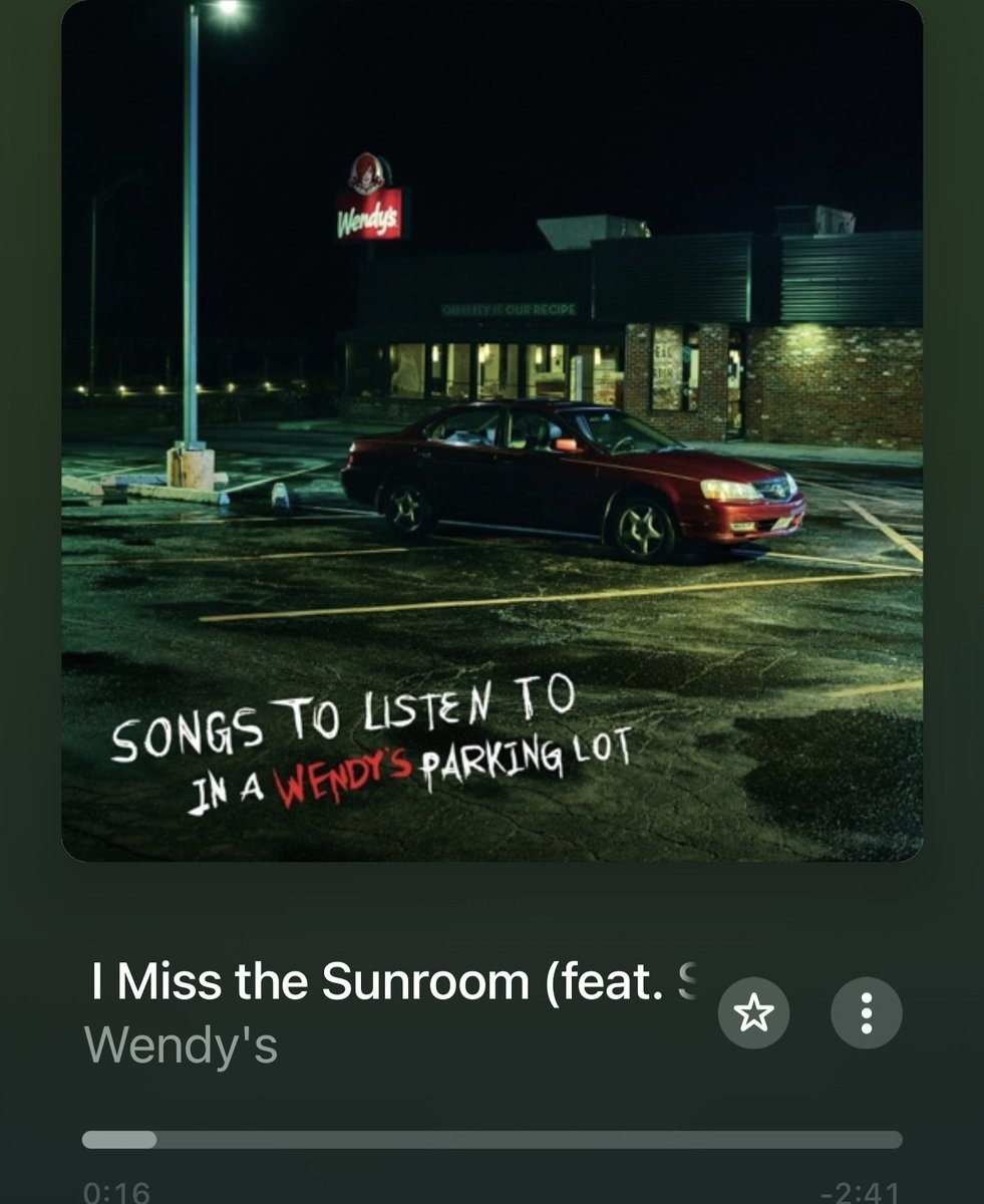 CreekmoreBrian's tweet photo. Somehow @Wendys 's has dropped the best album of 2026. Every song is peak 2006 era. https://t.co/VkAiPg3mGh