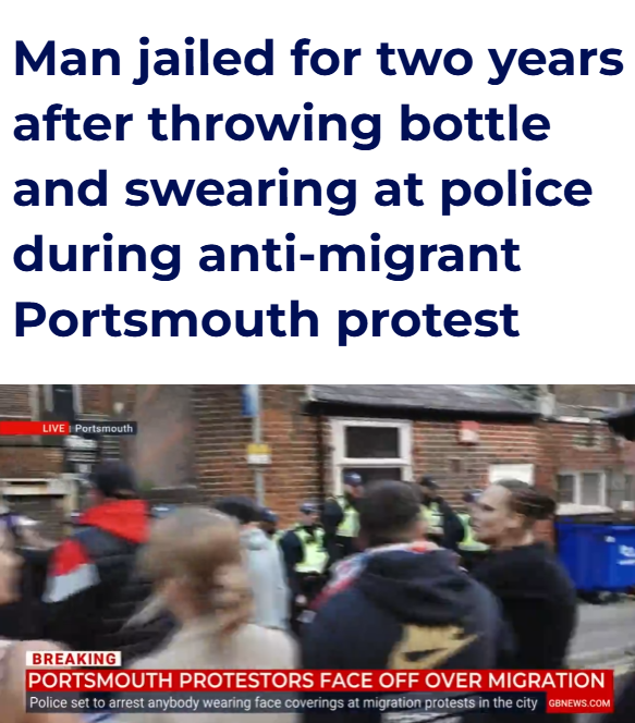 LeeHarris's tweet photo. WTF?! *TWO YEARS* for throwing a plastic bottle and swearing at the police. How is this even possible?

I'm sorry, but this is disgusting.

This country is completely broken. https://t.co/Cv6sIyi5RO