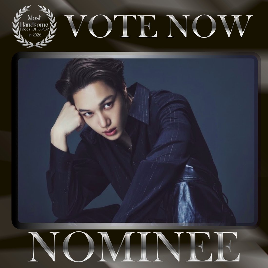 TOP100KPOP's tweet photo. KAI (EXO) is nominated for Most Handsome Faces of K-POP in 2026.

👉 VOTE: https://t.co/KQkXdYYxhj https://t.co/p0yFxglGmi