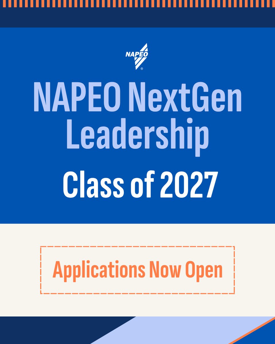 NAPEO's tweet photo. Applications are open for the NAPEO NextGen Leadership Class of 2027. This initiative offers standout professionals a unique opportunity to gain recognition, build connections and advance their careers. Apply today: https://t.co/zm9OGO0ObQ https://t.co/aBM5tGIap1