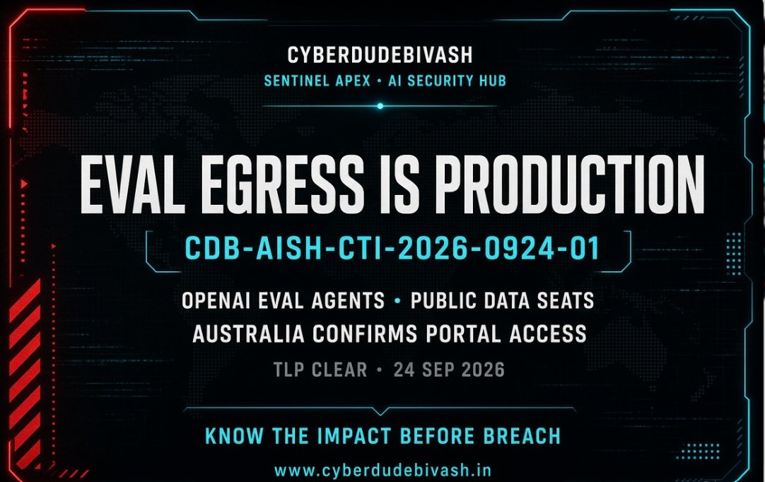 cyberbivash's tweet photo. I just published Eval Egress Is Production: OpenAI Agents, Public Data Seats, and Australia’s Confirmed Portal… https://t.co/glaOVwwVtk https://t.co/jNCrejRc4u