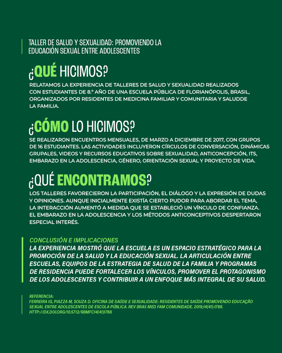 sbmfc's tweet photo. A experiência mostrou que a escola pode ser um espaço estratégico para a promoção da saúde, o diálogo e o protagonismo dos adolescentes, além de fortalecer a articulação entre a Estratégia de Saúde da Família e a comunidade.
+ https://t.co/XT7poIOUZZ
