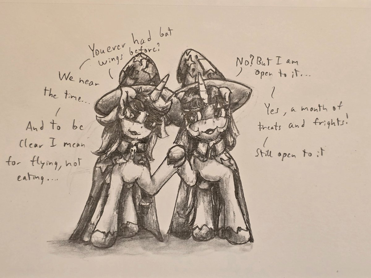 ChrysalisIsCute's tweet photo. Happy Twixie Thursday!
Quick wishless sketch, excited for Nightmare Night month!
#fanart #wishless #flawlesssparklemoon #wishfulfillment https://t.co/sY2hgYhrjY