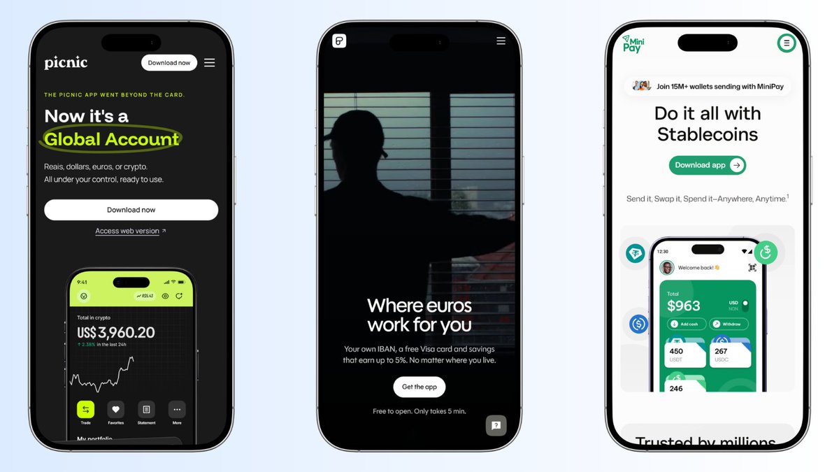 vuirew_'s tweet photo. the @gnosispay card closes this year. the infra doesn't.
3 apps already running on it:

> @getrebind: best choice for EUR cards. No new ID checks, your account, IBAN and card carry over. Easiest migration. ~5% EUR yield + up to 5% cashback for $GNO holding. But it's not clear how cashback will work after its shutdown on Gnosispay (30th September)

> @usePicnicBR: another no re-KYC option, with same card. Recommended for USD cards. No cashback, ~3.5% USD yield. It started as Brazil only card, but expanded to whole world. They also offer ~2.2% EUR and ~12.4% BRLA yields

> @minipay: requires new account, recommended for USD cards. 5% cashback (up to $100 monthly) in $XAUt or $USDC in EEA. Up to 125% APY (capped at $10 per week, depends on balance + activity). The first product built on new system, deployed on Celo instead of Gnosis Chain. Built by Opera browser