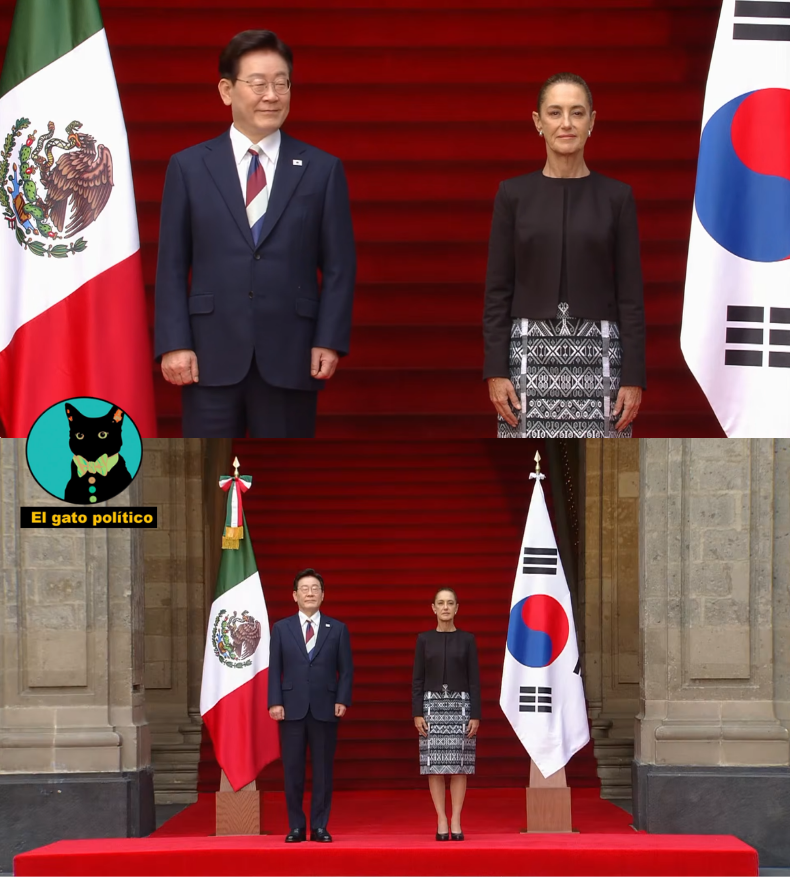 elgatopolitico_'s tweet photo. 🔴​🔴La presidenta de México recibe en Palacio Nacional al presidente de Korea del Sur, Lee Jae-myung.🇰🇷

No cabe duda que estamos bien representados.🇲🇽 https://t.co/x2IsUhYn7J