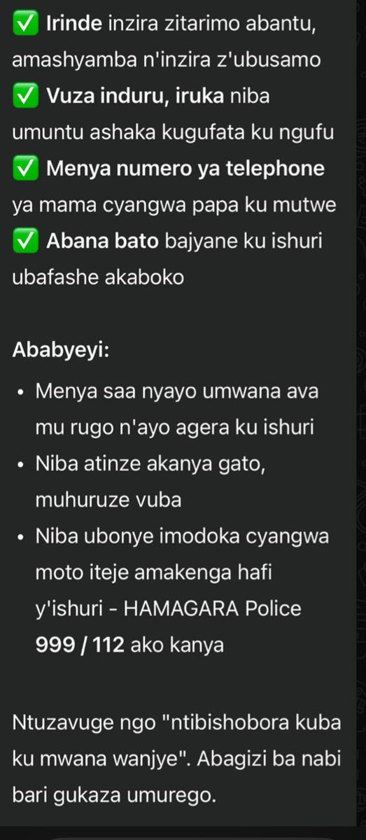 Rwandapolice's tweet photo. Muraho,

Turamenyesha abantu ko aya amakuru arimo gukwirakwizwa mu matsinda ya WhatsApp atari ukuri.

Turasaba abayakwirakwiza kubihagarika. 

Tuributsa kandi ko, hakurikijwe Ingingo ya 39 y’Itegeko ryerekeye gukumira no guhana ibyaha bikoreshejwe ikoranabuhanga, gukwirakwiza amakuru y’ibihuha bigize icyaha gihanwa n’amategeko.

Turabasaba kugira amakenga no kugenzura amakuru mbere yo kuyasangiza abandi.

Murakoze