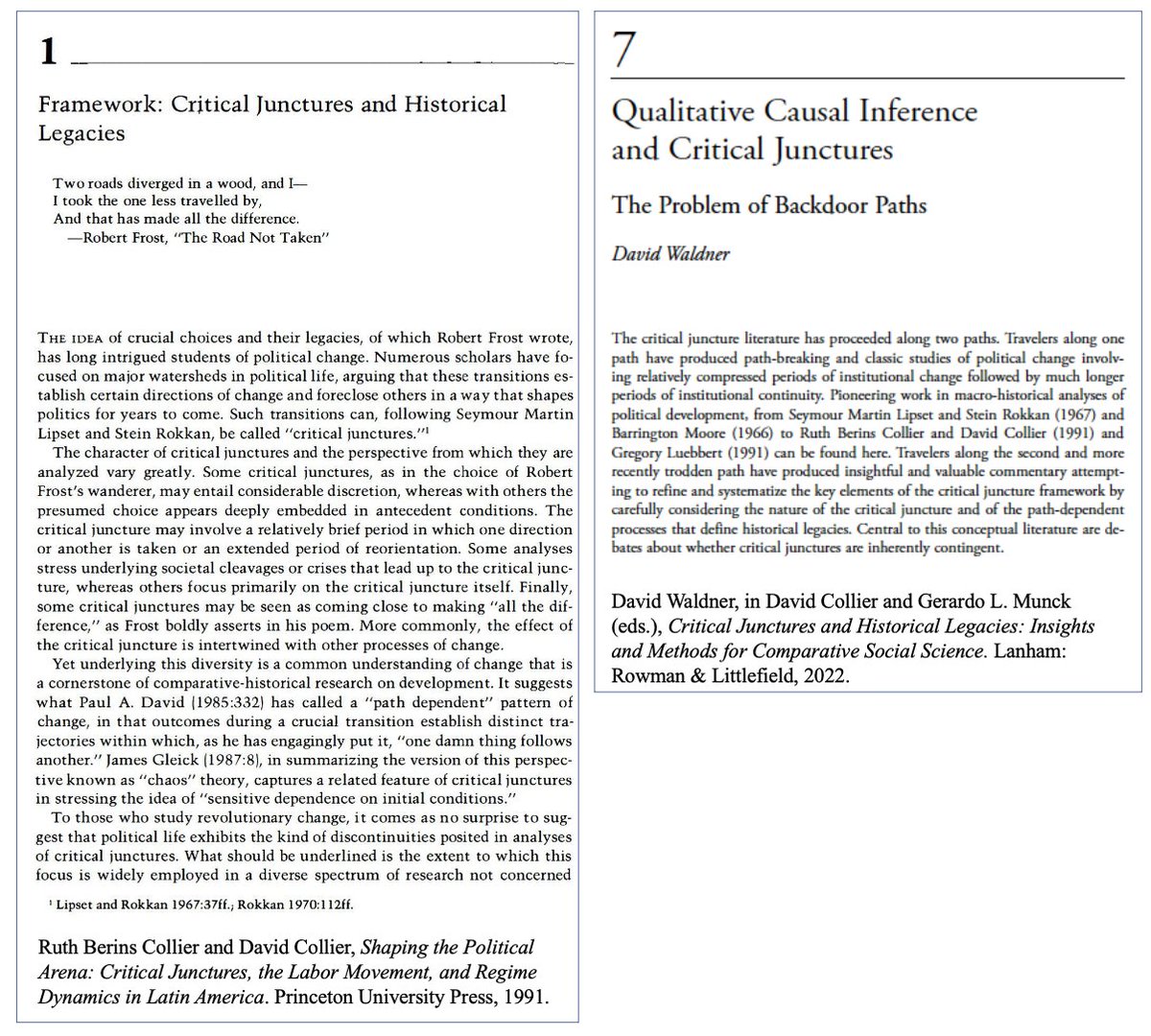 GerardoMunck's tweet photo. Studying Critical Junctures and Persistent Effects

These two chapters help us think about causal arguments involving critical junctures and how to assess these arguments.

Download Collier and Collier: https://t.co/utxWUE1ADj

Download @davidwaldnerdc: https://t.co/zv5Mj8qTQO https://t.co/JZ4B4pPyZ5