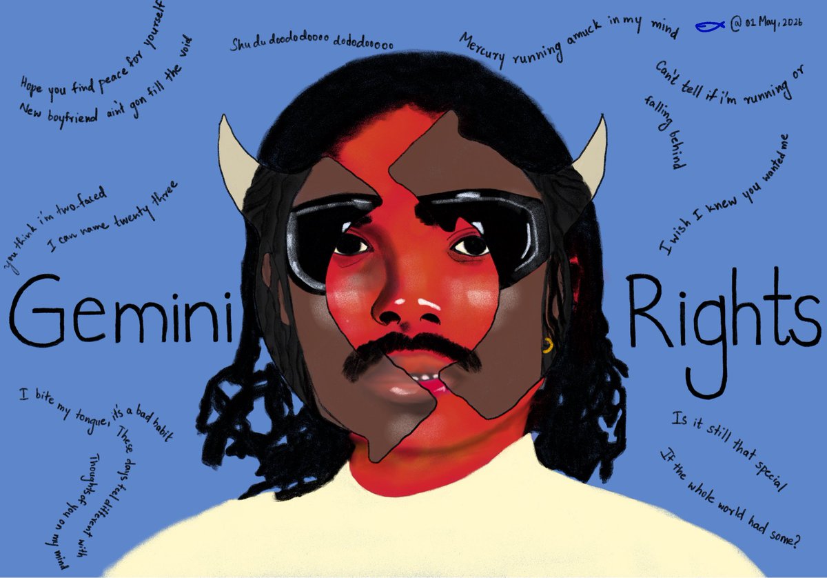 wisebluewhale's tweet photo. My smol tribute to this very interesting album that I stumbled upon, 4 years after its release (wish I did sooner).

Gemini Rights has a little bit of everything for everyone. One minute you’re dancing over silly beats and the next, you’re staring at your ceiling with tears https://t.co/t6GAVt50MQ