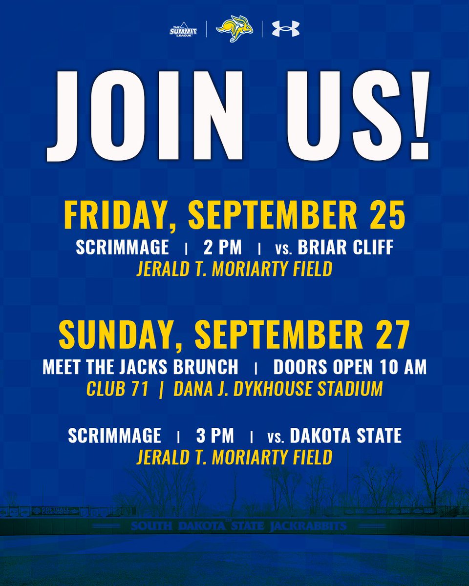 GoJacksSoftball's tweet photo. We've got a big weekend in store on campus! Two scrimmages and our Meet the Jacks Brunch are on the docket 🗓️

#GoJacks 🐰 https://t.co/7Cr4PpIXBf