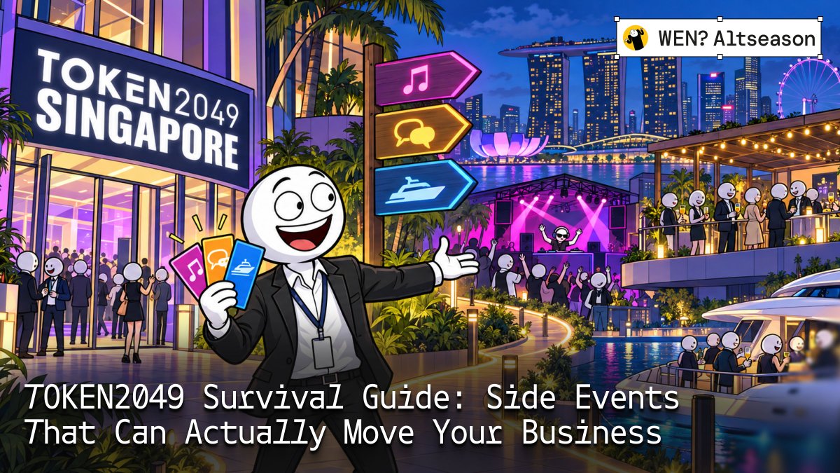 wenaltseason's tweet photo. TOKEN2049 Survival Guide

400+ side events in 6 days, and everyone still end up in the wrong rooms

We run media at TOKEN2049, so here's our exact route for these days

Bookmark the list, you'll need it in two weeks

Main stage tickets here: https://t.co/f2AL6XkkIg https://t.co/p6OyESzgoN
