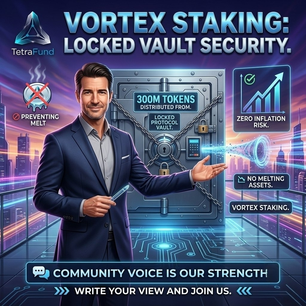 Tetra_Fund's tweet photo. π Ever experienced your assets melting due to inflation while staking?
π Isn't it great that Vortex Staking distributes from a 300M locked vault?
π¬ Write your view and join the voice of the community!
#VortexStaking #SupplyShock #TetraFund #Crypto https://t.co/DlgvB6k3rs