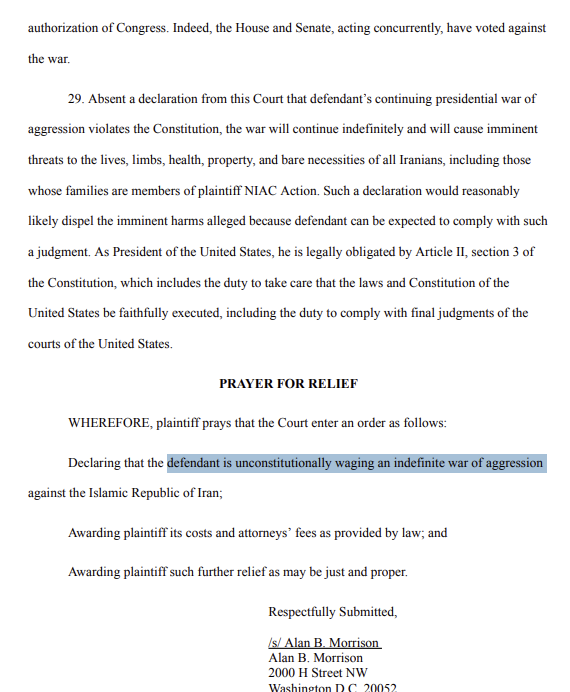 justfp's tweet photo. 🚨 NIAC Action v. Trump‼️

@JustFP salutes @NIACActionPAC for standing up for the US Constitution, Iranian-Americans, and all Americans &amp; Iranians, by asking the courts to rule that Trump "is unconstitutionally waging an indefinite war of aggression"!

The illegal war must end! https://t.co/2qElGjQJRa