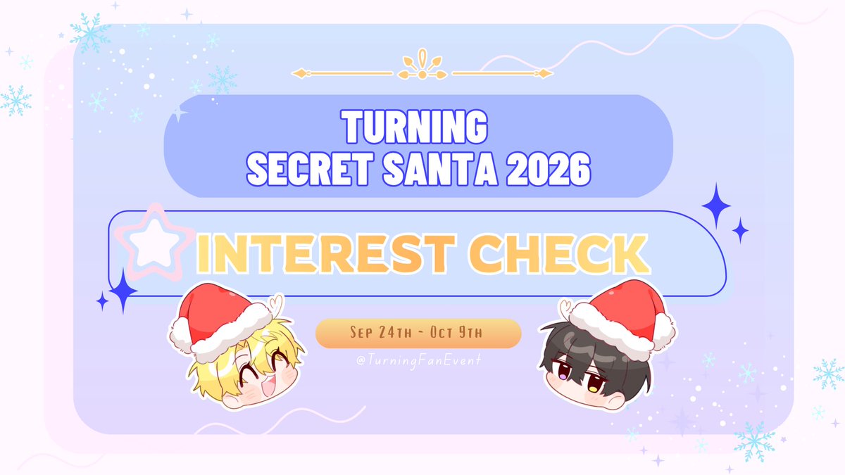 TurningFanEvent's tweet photo. ✨🎁TURNING SECRET SANTA 2026🎁✨

For 2026 we want to host a Secret Santa Exchange for Turning fans! If you'd like more Turning content during the holiday season, please consider filling out our Interest Check! ❤️ 

[Interest Check Form]
https://t.co/5ZK5jZt2Om

#터닝 #turning https://t.co/pwuxWQmop7
