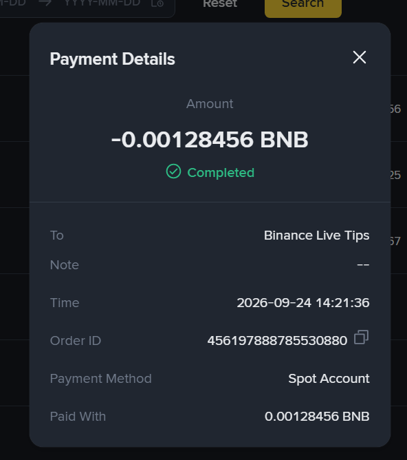 TryBSPaid's tweet photo. Payment receipt for @cz_binance. https://t.co/mMuNzhHUm7