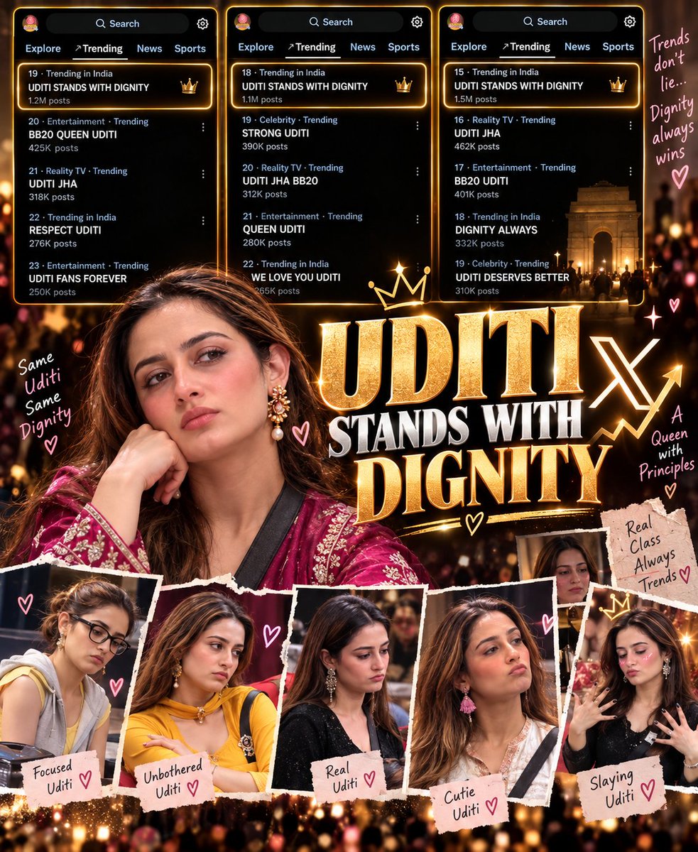 tf_notmeeeeeeee's tweet photo. A BIG THANK YOU TO EVERYONE! ❤️

We started at #19, moved to #18, and now we’re at #15! 🥹🔥

This happened because of YOU. ❤️

Jisne bhi Like, Repost, Reply karke participate kiya, har ek person ka dil se THANK YOU. 🫶

Your support, your time and your love made this possible.

Let’s continue standing together with Uditi and keep the momentum going! ❤️🔥

UDITI STANDS WITH DIGNITY

#UditiSingh #Uditians #BB20