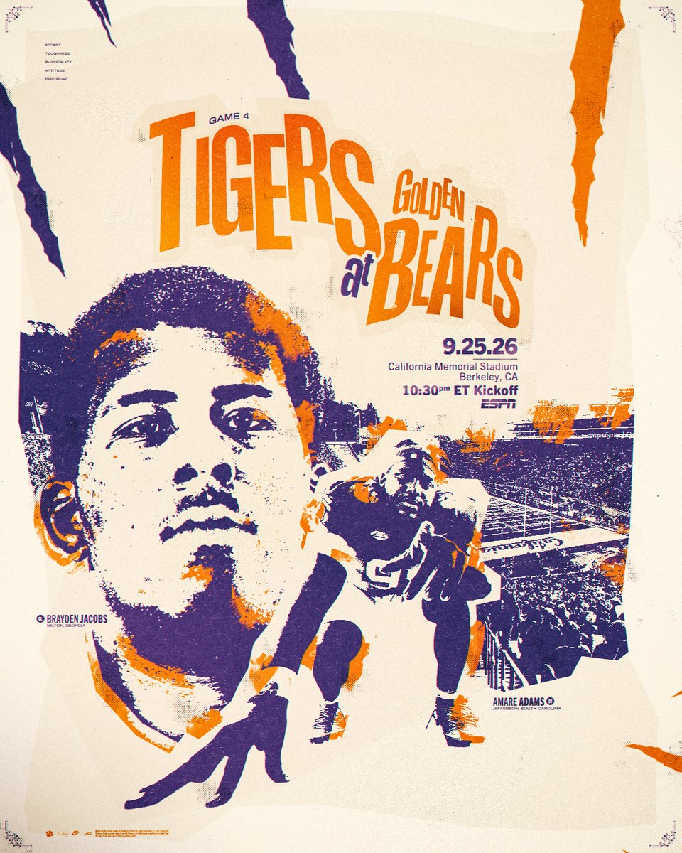 ClemsonFB's tweet photo. GAME DAY IS HERE 🐅 https://t.co/xx89kp53xa