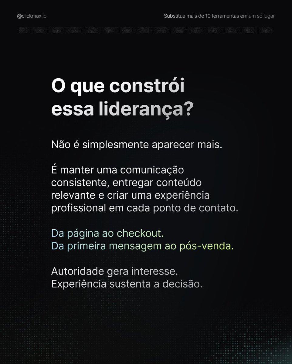 clickmaxoficial's tweet photo. Autoridade não nasce no momento da oferta. Ela é construída ao longo de cada contato com a marca, pela consistência, pela clareza e pela experiência entregue.

Construa autoridade e transforme estrutura em resultado com a ClickMax.

_
#clickmax #infoprodutos #marketingdigital https://t.co/QMHuLbmYOH