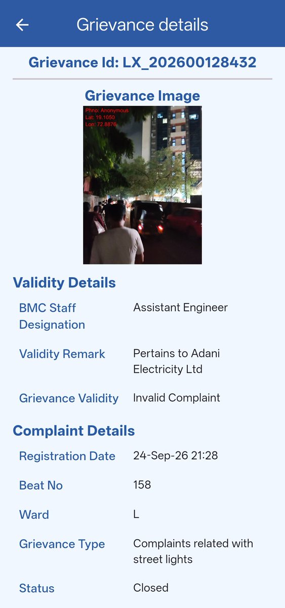 darshanmmore's tweet photo. @mybmc @mybmcInfra aren't you actually responsible for providing basic facilities across roads. So if it's not working just closing the tickets stating its @Adani_Elec_Mum problem, how will that help? @BmcCommissioner  #mumbai #city @mumbaimirror #sakinaka https://t.co/bFXcC2UkkK