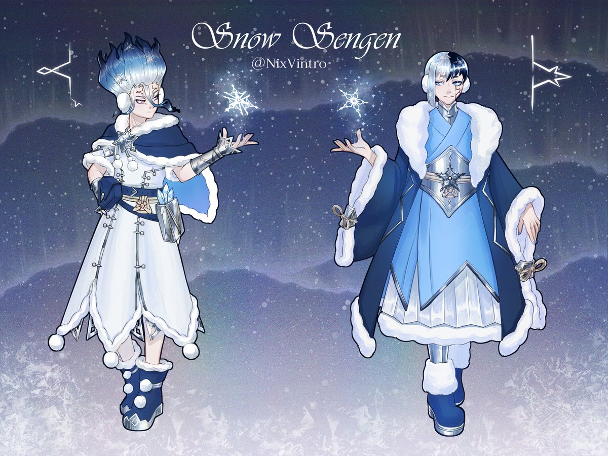 NixVintro's tweet photo. Day 4: Seasons ❄️
A Snow Senku &amp; Snow Gen Concept

#sengenfashionweek #DrSTONE #千ゲ https://t.co/XtTPoNaOeg