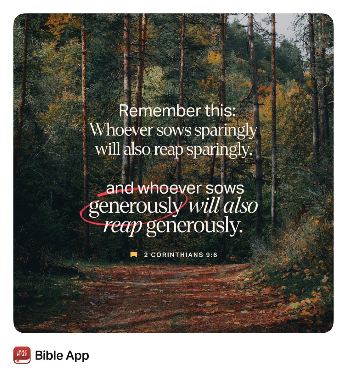 crescentcog's tweet photo. “But this I say: He who sows sparingly will also reap sparingly, and he who sows bountifully will also reap bountifully.”
II Corinthians 9:6 NKJV https://t.co/hHTfIn0n67