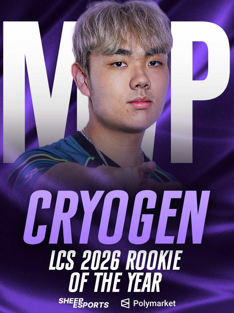 Sheep_Esports's tweet photo. [OFFICIAL] FLY Cryogen 🇺🇸🇻🇳 is the #LCS 2026 Rookie of the Year! 🏅

The 19 year-old rookie has earned 4 Player of the Series awards since joining the LCS in 2026. https://t.co/y6NYT2wXmh