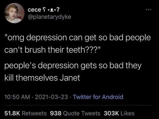 ReplayAria's tweet photo. All I can think of when seeing all these questions about ADHD is this tweet. 

Because yes, ADHD gets so bad they forget basic function, Janet https://t.co/LIUnwoAQqR