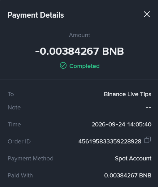 TryBSPaid's tweet photo. Another payment receipt for @cz_binance! https://t.co/39zqpqF6Xf