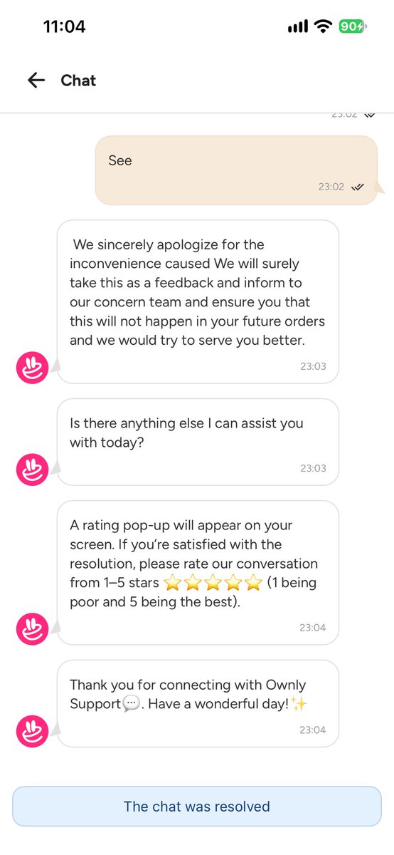 annkettt's tweet photo. @ownlycares , ur customer chat is shit, doesn’t respond for hours and when they respond they close chat abruptly, i need immediate refund https://t.co/9X03CAaICt