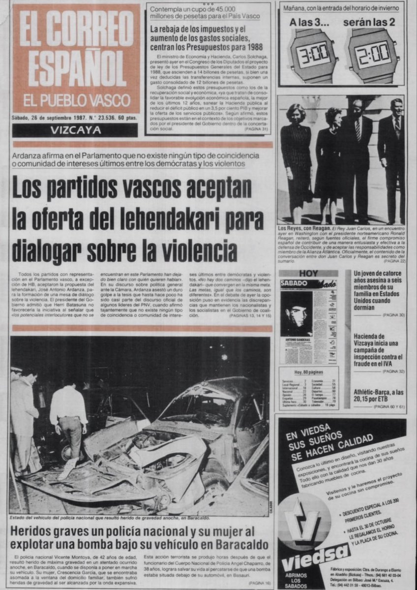 MemorialVT's tweet photo. 25/09/1987. Baracaldo. Se cumplen 39 años del asesinato por ETA-m del agente @policia VICENTE MONTOYA SALAZAR. Falleció el 2 de octubre. Le estalló una bomba-lapa colocada en su coche. La explosión le amputó las dos piernas y le provocó graves quemaduras. Su mujer resultó herida. https://t.co/TYhn042ArS