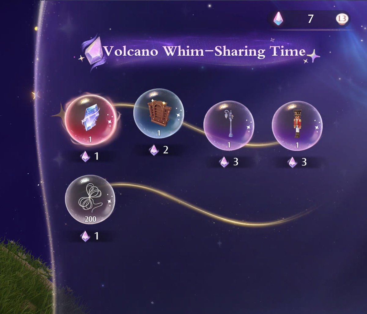 clone_1610's tweet photo. At the planet where the little prince lives there is a volcano that sells furniture and evolving materials! ⭐️✨ 

You only need to gather the pink crystals on the planets you visited 💖 https://t.co/F19ZRVSG46