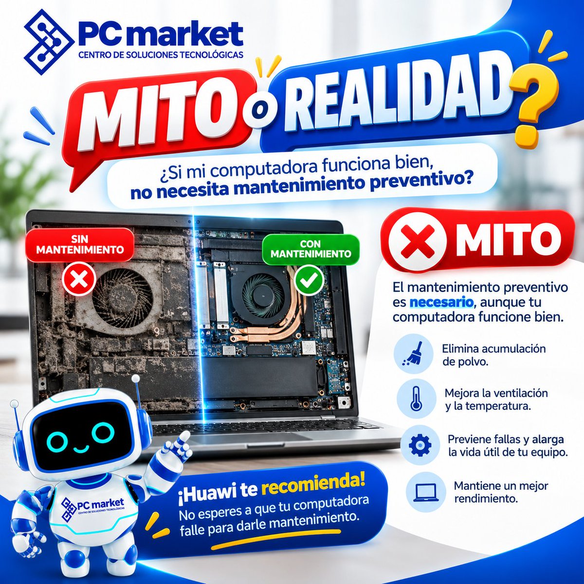 PCMARKETBYE's tweet photo. Mito o Realidad?
Es importante el mantenimiento en tu computadora? https://t.co/kXSg7xgA4l