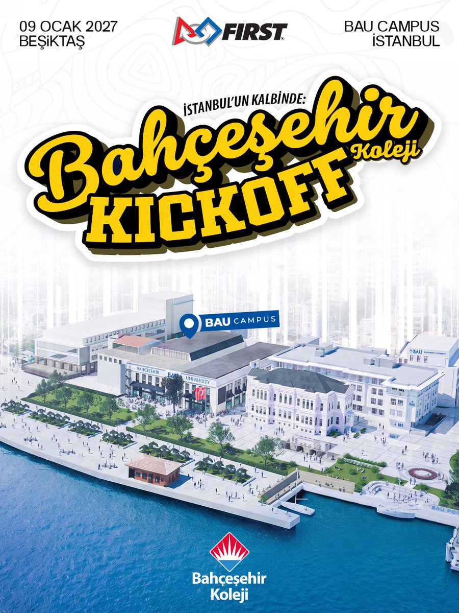 bahcesehir_k12's tweet photo. 🤖 FRC 2027 sezonuna birlikte başlıyoruz!

Bahçeşehir Koleji olarak FIRST Kickoff’un heyecanını bu yıl ev sahipliğimizde paylaşacağız.

9 Ocak 2027’de, Boğaz’ın kıyısındaki BAU Campus Beşiktaş’ta takımlarla bir araya geleceğiz. Workshoplar, etkinlikler ve takım buluşmalarıyla yeni sezona hazırlanırken BIOCORE sezonunun oyununu ve kitlerini birlikte keşfedeceğiz.

Bahçeşehir Koleji Kickoff’ta buluşmak üzere!

#BahçeşehirKoleji