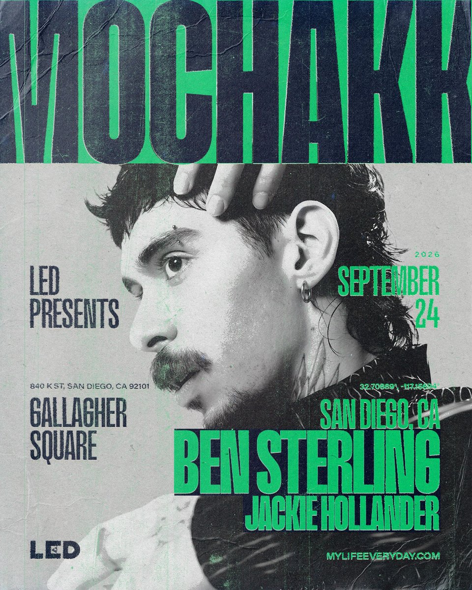 LEDpresents's tweet photo. TONIGHT 🌐 @MochakkMusic takes over Gallagher Square with @bensterling_dj + @jackieholland3r. Doors at 5PM

Last call to grab your tickets → https://t.co/elkrzvjaP0 https://t.co/L7kE8jY47F