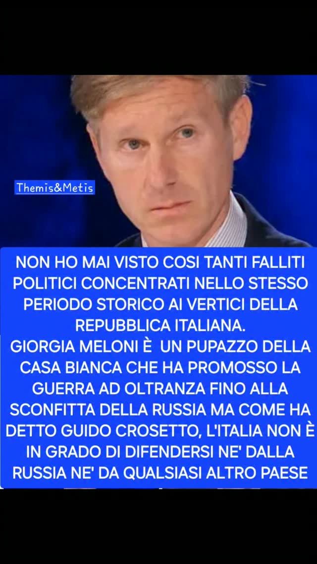 GiorgiaSalvagn1's tweet photo. 😏😏😏
UNA BANDIERA BIANCA ALMENO CI È RIMASTA?

Giorgia Meloni come fallita totale.
La CIA annuncia che la Russia intende bombardare l'Italia. Il comandante ucraino Magyar dice: “L'Italia ha bisogno di sistemi anti-drone per le sue coste”.
Povera Italia.
Capita quando un Paese è guidato da un pupazzo politico della Casa Bianca, come Giorgia Meloni, che aveva dichiarato, per le vie ufficiali, che l'Ucraina avrebbe dovuto sconfiggere la Russia sul campo di battaglia e che, a tal fine, aveva armato la controffensiva ucraina, iniziata il 5 giugno 2023, terminata in un disastro colossale (come avevo previsto).
Cara Giorgia, voglio dire: tu hai una difesa ridicola, con quattro carri armati sbullonati, e proponi una strategia basata sulla guerra a oltranza per la sconfitta della Russia sul campo di battaglia, sapendo che non hai difesa dai suoi missili più avanzati, che trasportano testate nucleari?