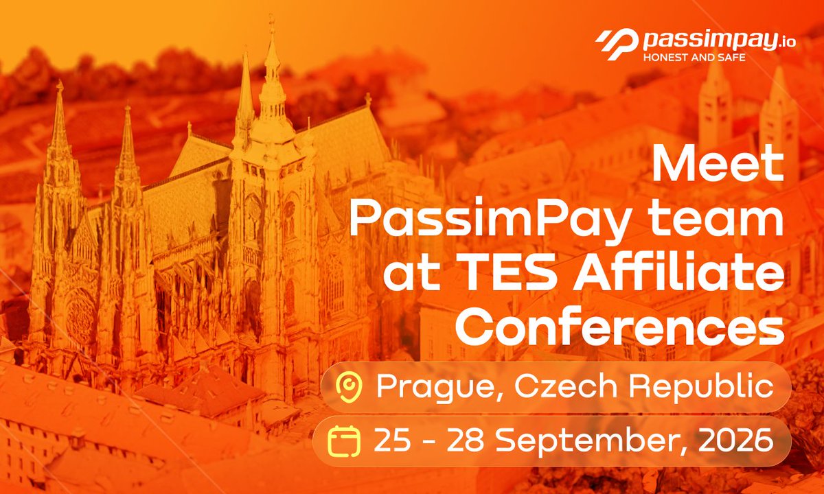 passimpay's tweet photo. 🇨🇿 Meet PassimPay in Prague at TES Affiliate Conference 2026!

Lisbon isn't our only stop this season. Our Head of Sales, Sergey Krotov, is heading to Prague for the TES Affiliate Conference (@TheEuroSummit). It starts tomorrow and runs September 25 to 28 at the Diplomat Hotel.

TES is a working B2B event. Affiliate networks, e-commerce brands and traffic partners come there to sort out day-to-day operational problems, so most meetings get specific fast.

👥 If your network is growing, you've probably run into cross-border payout issues, high gas fees or card payments failing at checkout. That's what we want to talk about: how our API plugs in, how to pay all your partners in one batch, and how to spend less on network fees.

💬 Want crypto processing with no hidden fees and a real person on the other end? Message Sergey ahead of time to book a 1-on-1 meeting:
→ Sergey Krotov (@SergeyPassimPay), Head of Sales

😇 See you in Prague!