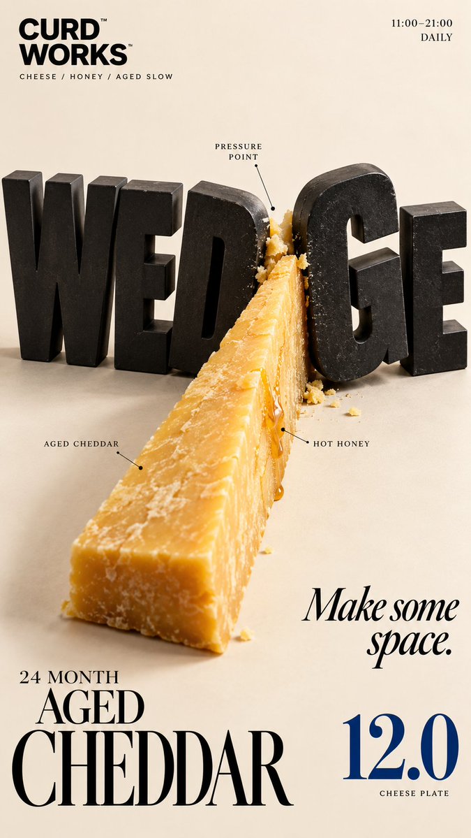MrLarus's tweet photo. 🍽️ Images2.5 turns food physics into typography!

This set gets even better when the food starts cutting, pushing, and building the letters.

1. Salmon slices the type
2. Cheddar pushes letters apart
3. Meringue builds the type
4. Waffle grids reshape the letters

🌟Great for food branding, editorial posters, campaigns, and social visuals.

Prompt 👇