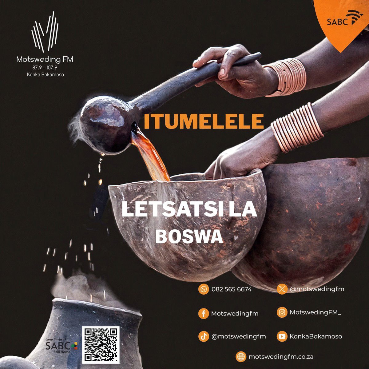 motswedingfm's tweet photo. 🥁🔥 Re keteka setso! Re keteka boswa jwa rona! ❤️

A re ikgantsheng ka puo ya rona, diaparo tsa rona, mmino wa rona, dijo tsa rona le ngwao ya rona. ✨

Boswa jwa rona ke boitshupo jwa rona! 🙌🏾

#MotswedingFM #IkitseMotswana https://t.co/rrc4Rx2SZw