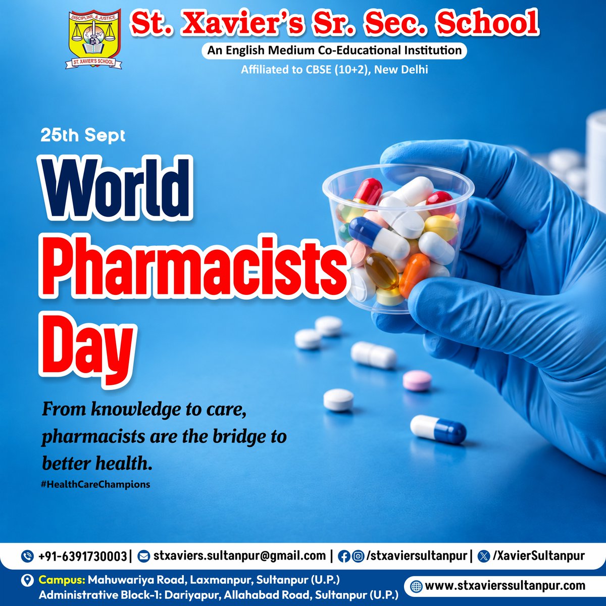 XavierSultanpur's tweet photo. To the pharmacists who help us stay informed, safe, and healthy—thank you for your invaluable service!

#HealthFirst #ThankYouPharmacists #StayHealthy #MedicationAwareness #PharmacySupport #HealthcareGuidance #HealthKnowledge #SafeCare #CommunityWellness #PharmacistThanks https://t.co/SVsyNHFNuI