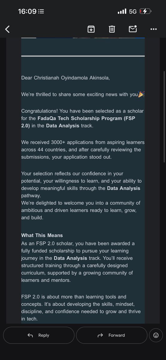 pweetychris33's tweet photo. A new learning journey begins 📊✨I’m excited to share that I’ve been selected as a scholar for the FadaQa Tech Scholarship Program 2.0 in the Data Analysis track
3,000+ applications 44 countries and I’m grateful to be among the selected scholars 🎉
#FadaQaTechScholars
#FSP2.0 https://t.co/kgGUIpUvqO