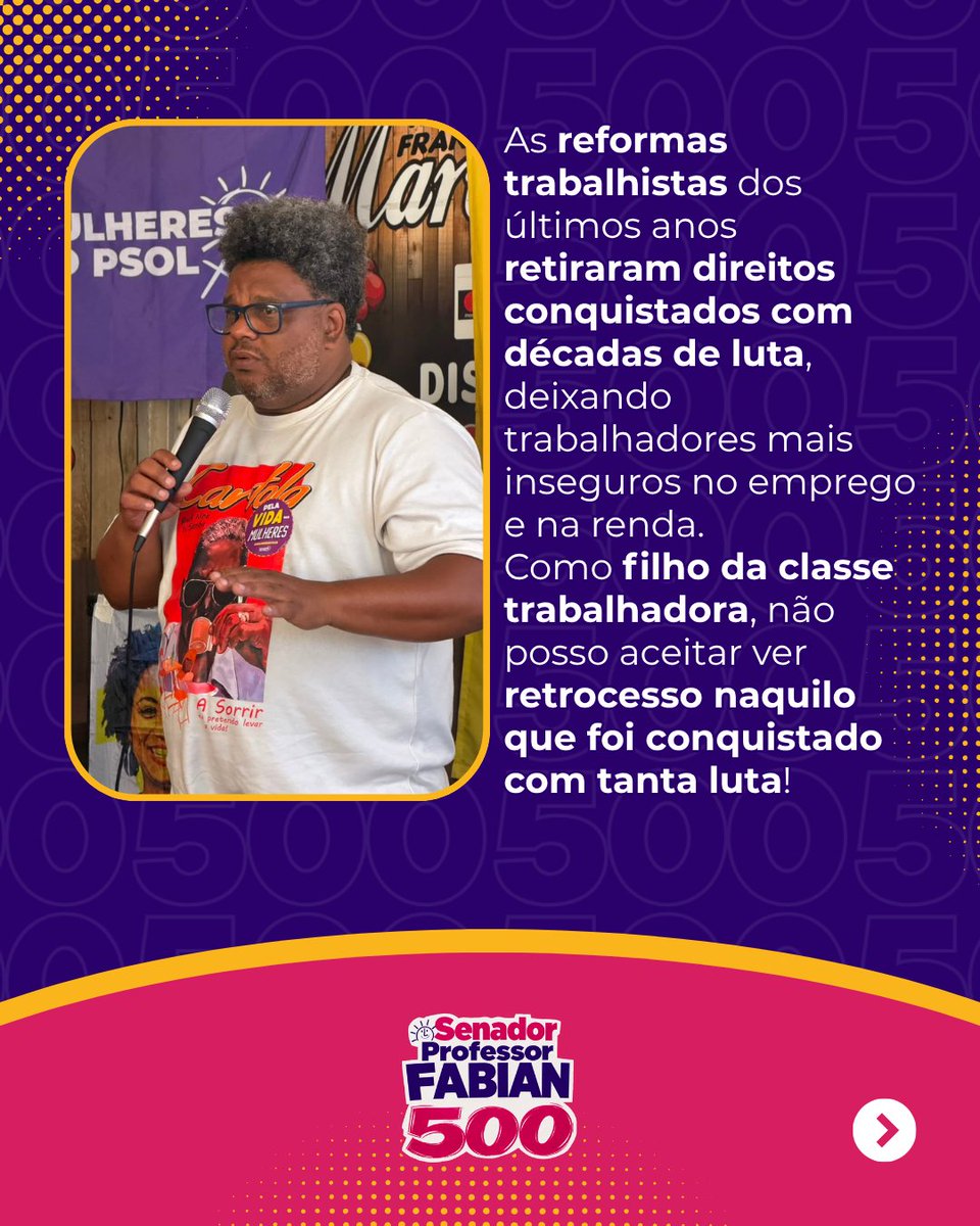 profcfabian's tweet photo. Direito trabalhista não nasceu pronto, foi conquistado com décadas de luta da classe trabalhadora
As reformas dos últimos anos enfraqueceram essas conquistas, deixando o trabalhador mais vulnerável
Reconstruir esses direitos é compromisso que carrego com seriedade
Vote Fabian 500 https://t.co/rSxSI0Uwyq