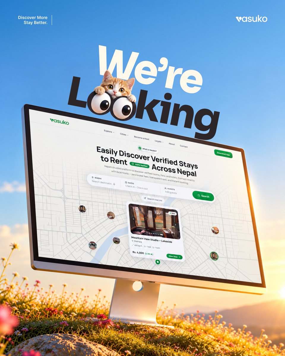 coderDangi's tweet photo. We’re looking for international investors to join Vasuko.

Building a smarter way to discover, list &amp; book stays in Nepal — with a vision to go global. 🌏

Interested in investing in Nepal’s TravelTech/PropTech future?

🔗 https://t.co/u0tRFIMCJ9

#Startup #Investors #TravelTech https://t.co/4ljt5ZKA59