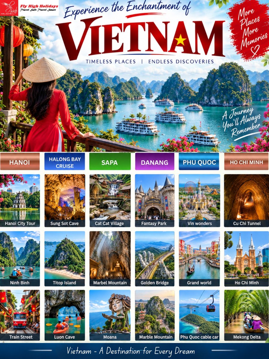 FLYHIGHHOLIDAYS's tweet photo. Contact: 9007228315
Website: https://t.co/1RdoYEZesN
Google: https://t.co/b3Nf2mHdlv
Facebook: https://t.co/dZADTvLOWS
Youtube:
https://t.co/QDJMaY2ptr
#Hanoi #Sapa #Danang #PhuQuoc #HoChiMinh
#BestTravelAgency https://t.co/oUCl8lhUG0