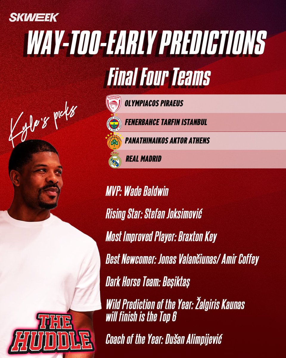 SkweekSports's tweet photo. Same Final Four. Different everything else 👀

MVP: Wade Baldwin or Talen Horton-Tucker?
Wild prediction: Žalgiris in the top 6 or Dubai out of it?

Kyle Hines vs Nadia Velentza, way-too-early EuroLeague picks 👇

#EuroLeague #TheHuddle https://t.co/r38yUMu3ho