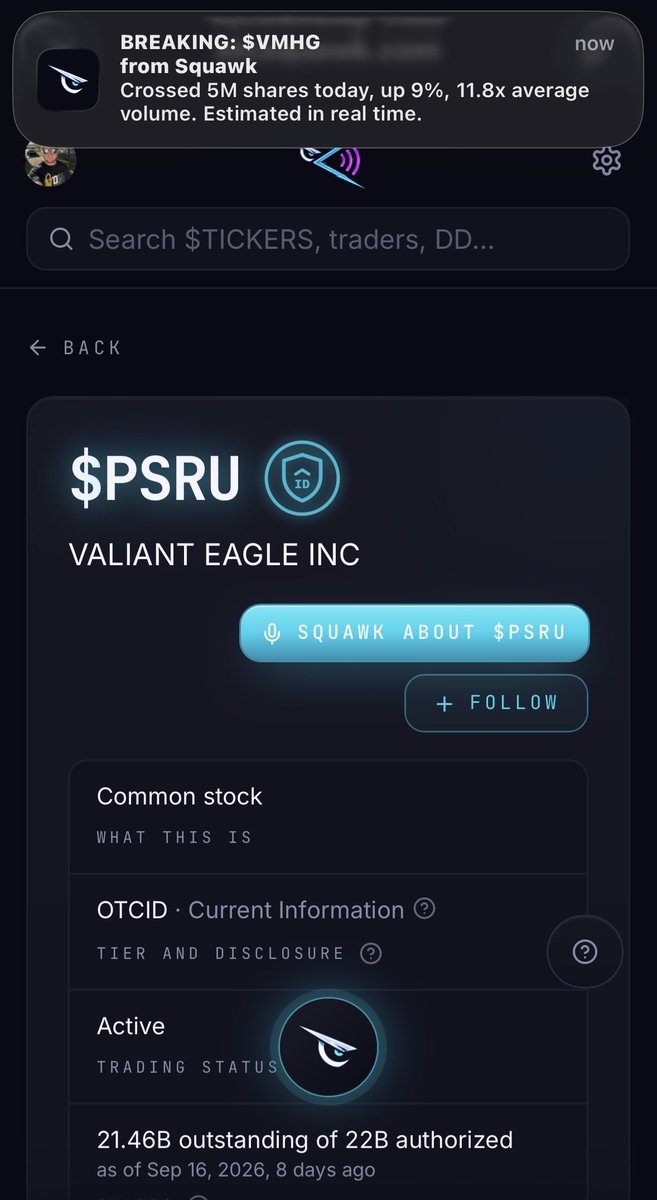 CarterLOCKdIn's tweet photo. alright @OTCSquawk these "BREAKING" push notifications are 🔥🔥 another great addition to the platform! 👏🏼 https://t.co/zb6RBSIC9m