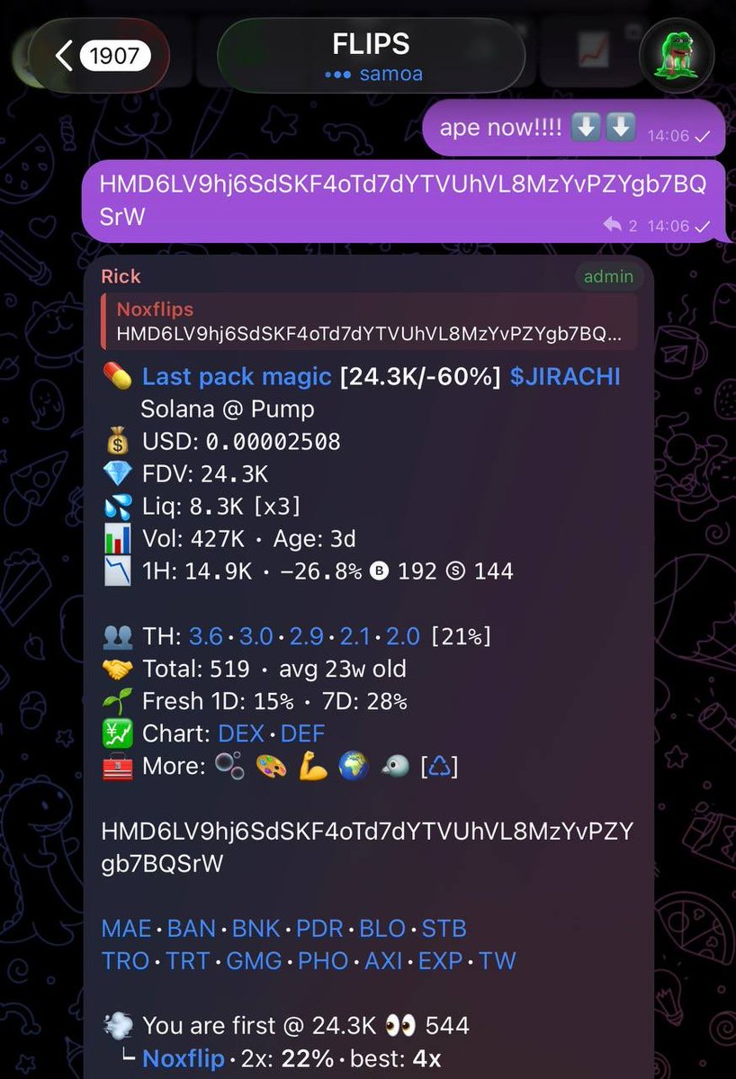 NOXTRADES1's tweet photo. 24x on $JIRACHI

the matter how small it is we will still take it 

dm now to get started https://t.co/e1yPHZmzhd