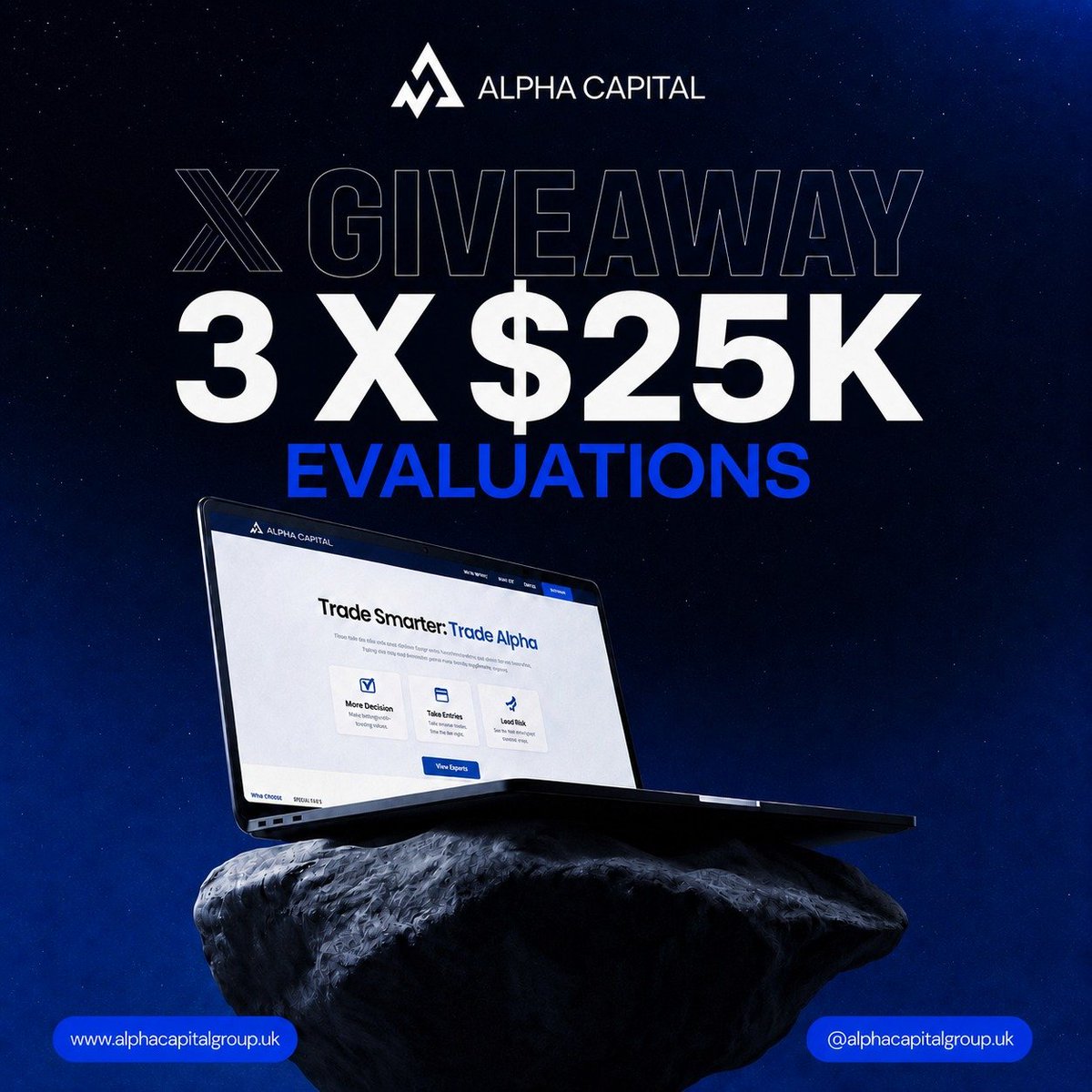 Mcourage_Tech's tweet photo. 🎁 GIVEAWAY ALERT! 🚨

I’m excited to announce a special giveaway with Alpha Capital! 🔥

We’re giving 3 lucky winners a $25K funded account each! 💰📈

3 × $25,000 = $75,000 in funded accounts! 🚀

How to enter: 👇
1️⃣ Follow @Mcourage_Tech @ThesignalM @Zohaib_Fx425
2️⃣ Follow @AlphaCapitalUK
3️⃣ Join discord server:https://t.co/QVlCyHIQve
4️⃣ Join my Telegram channel 📲https://t.co/6Y3ac73ofj

Register:https://t.co/J6YxzGTlXJ
 
Good luck everyone! 🏆🔥
@AlphaCapitalUK 

Winners announce in 7 days.
