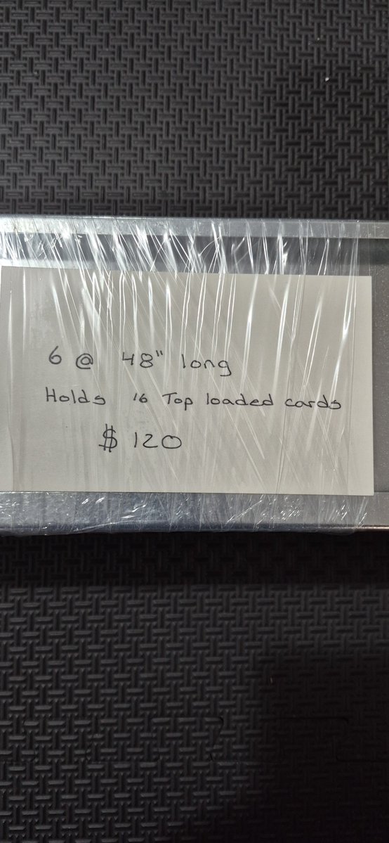 RyanHainesTin's tweet photo. Dont just shove your cards under the bed in a box.

Show them off with style! So Nice that even your spouse will love to look at them! 

Displays are 48" long,they hold 16 "TOP LOADED" cards or as I have them spaced out 12 to 14. Your preference. 
I like the contrast of the metal https://t.co/2sOcdbWPJj