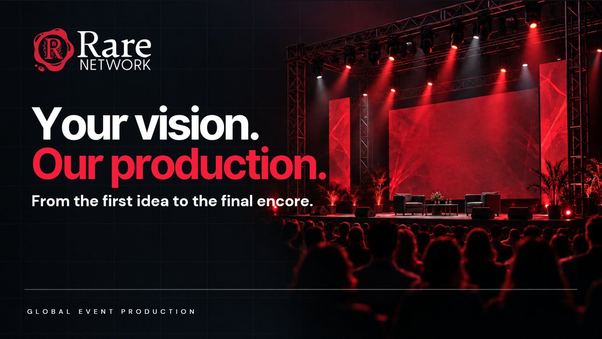 RareNetworkWeb3's tweet photo. The best events don’t begin at the stage.

They begin with a vision...a purpose and a clear idea of how you want people to feel.

We handle everything that turns that vision into the moment they’ll remember. https://t.co/2VSRXvlR1I