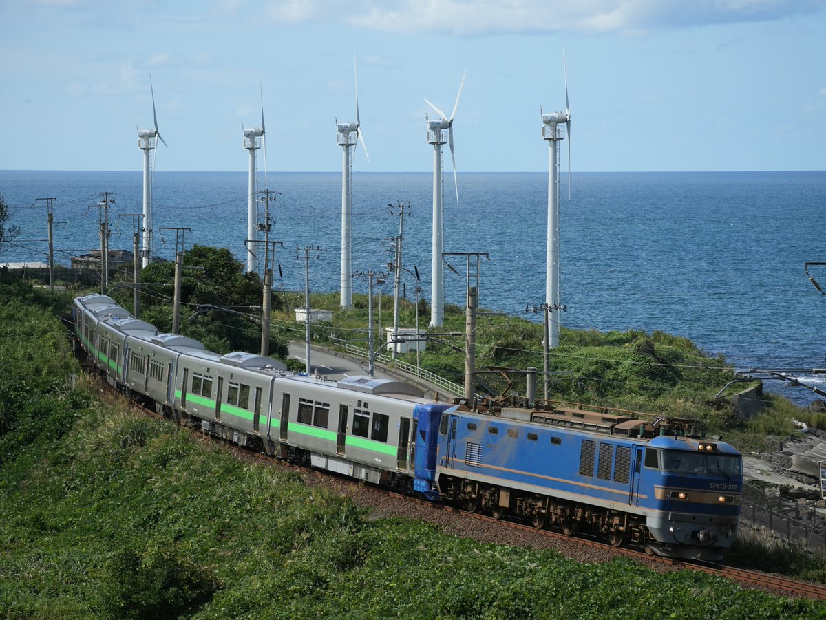 Re_Joban's tweet photo. #739系
二発目は蒼い日本海と風車の鳥崎S
2026.9.24 https://t.co/H0sIILeP07