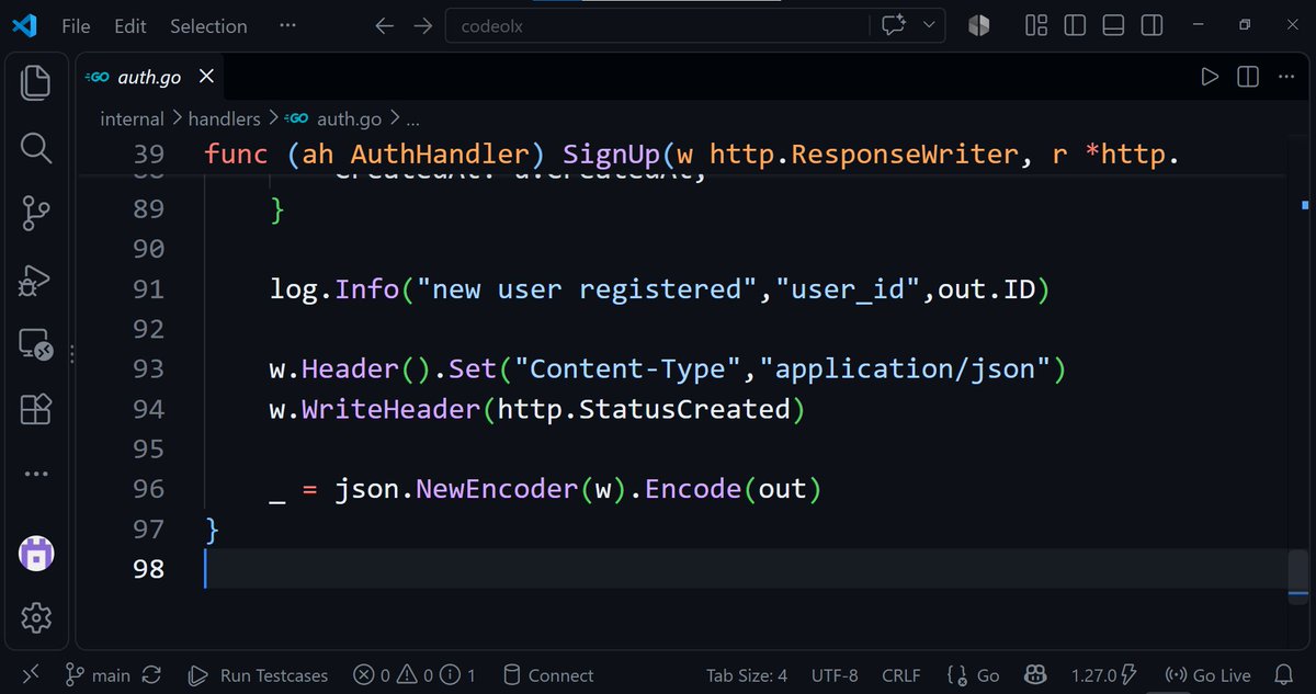 ankitsinghtwt's tweet photo. Day 9: Golang monolith mastery by @codersGyan 

1. Built user signup with database migrations.

2. Added input validation and bcrypt password hashing.
https://t.co/9YDAIwBbOB https://t.co/QL3oIahrE0